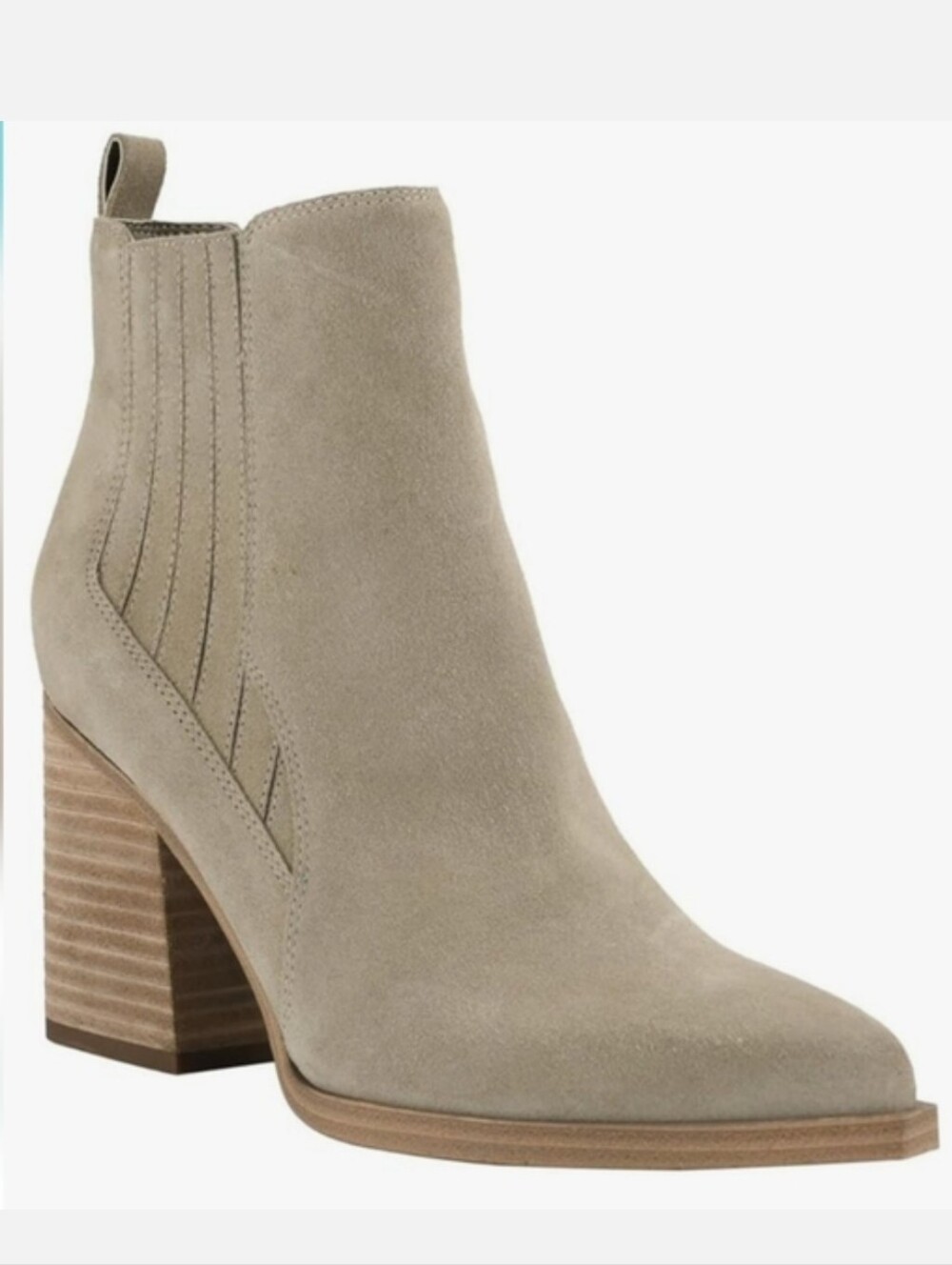 Marc Fisher Mayden Suede Pointed Toe High Heel Ankle Boots Booties Tan 8.5